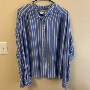 Loft Blue and White Striped Shirt